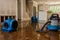 Water damage restoration in modern home